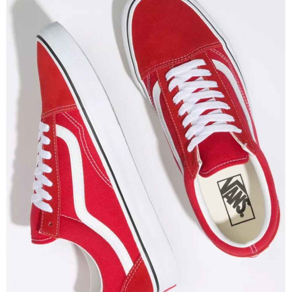 VANS Old Skool Racing Red & True White Shoes (New)